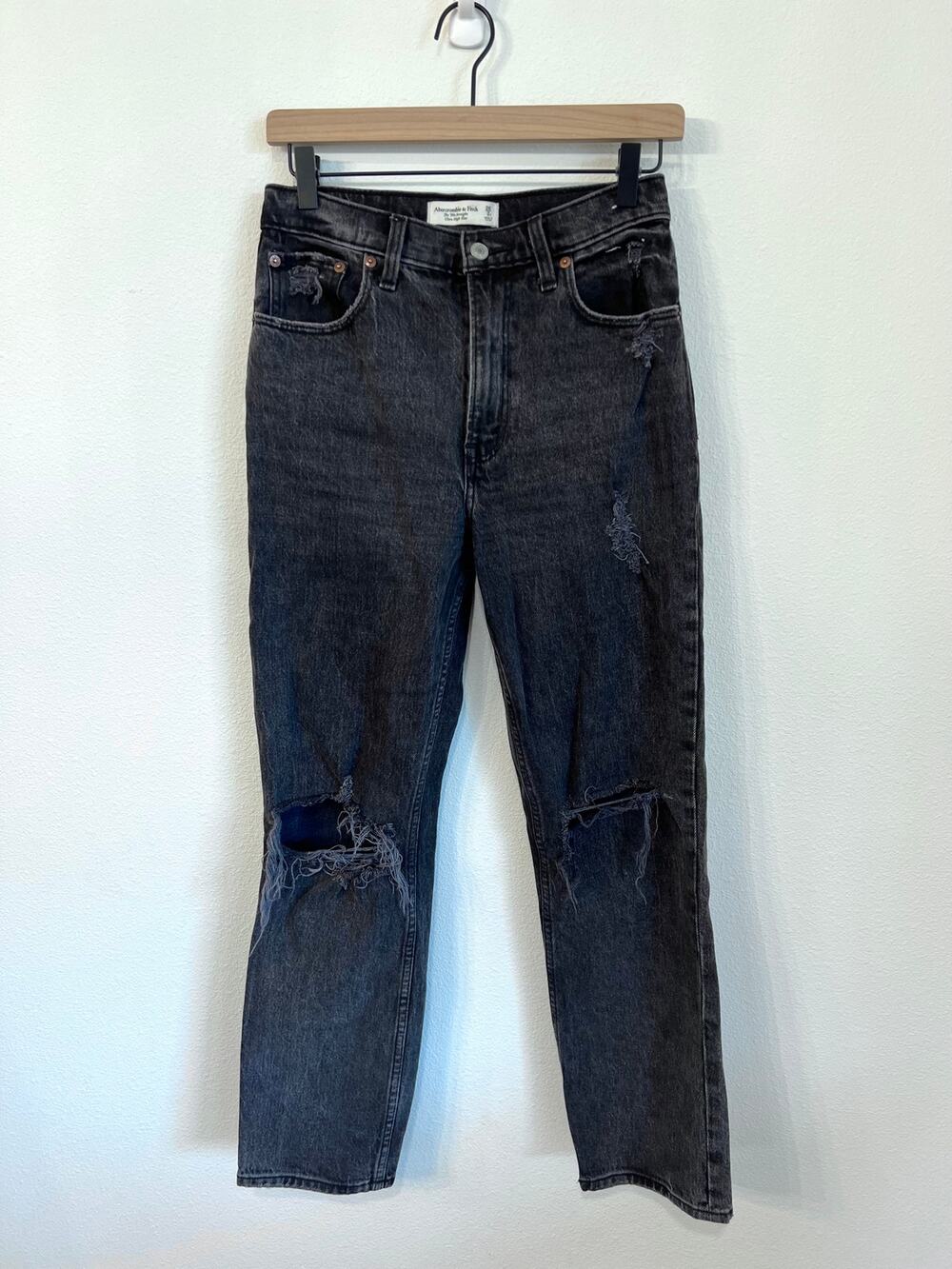 Abercrombie & Fitch 90s Straight Ultra High Rise Black Jeans Women's Size 26 2S